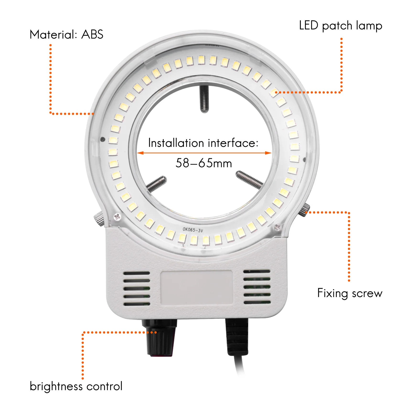 산업용 현미경 카메라 광원 링 램프, 조명 램프, 밝기 조절 가능, USB 인터페이스, 48 LED