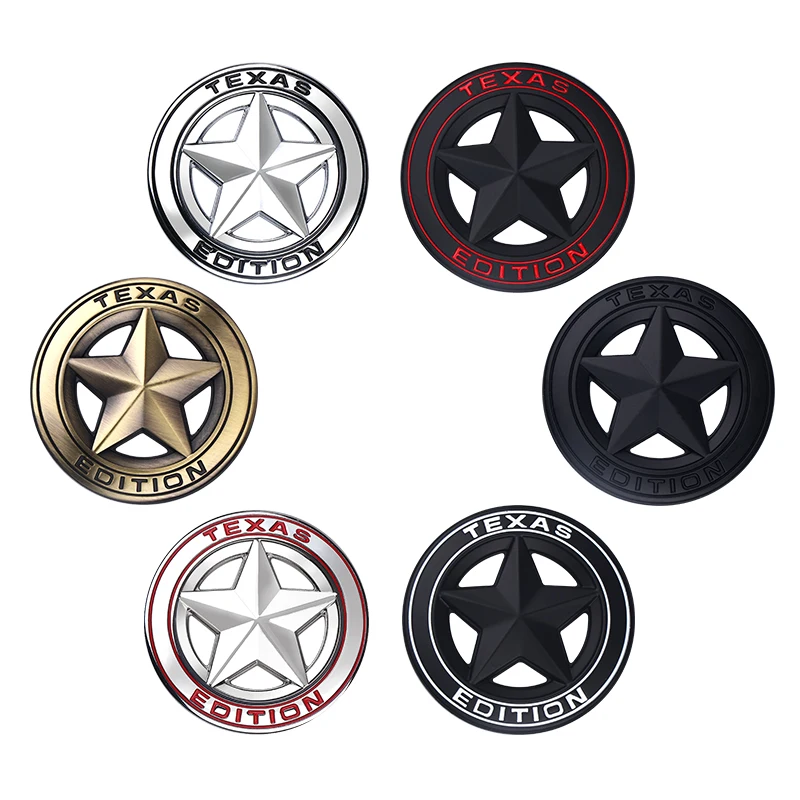 For TEXAS EDITION 3D Metal Zinc Hollow Out Star Badge Sticker Body Decoration For JEEP Wrangler Liberty Grand Cherokee Compass