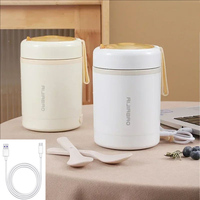 USB Thermostatic Electric Water Cup 12V 24V Car Truck Leak-proof Outdoor Heating Milk Drink Bottle Office Worker Stainless Steel