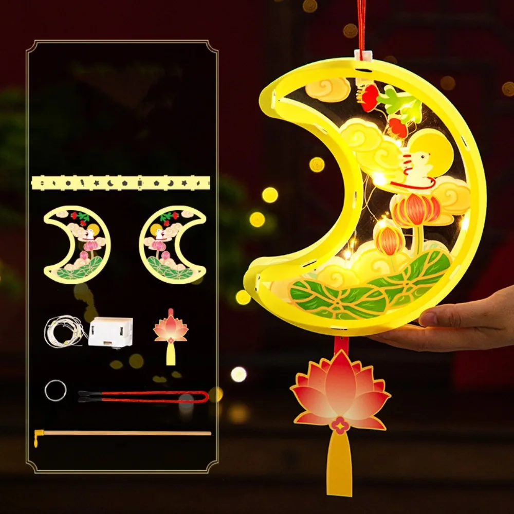 

Transparent Mid-Autumn Festival Lantern Waterproof DIY Craft Kit Cartoon Rabbit Lamp LED Glowing Chinese Style