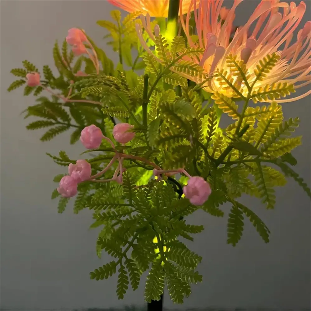 1PC3-Kopf-Solar-Blumen-Boden-Steckleuchte, geeignet für Rasen-, Garten- und Hofdekoration