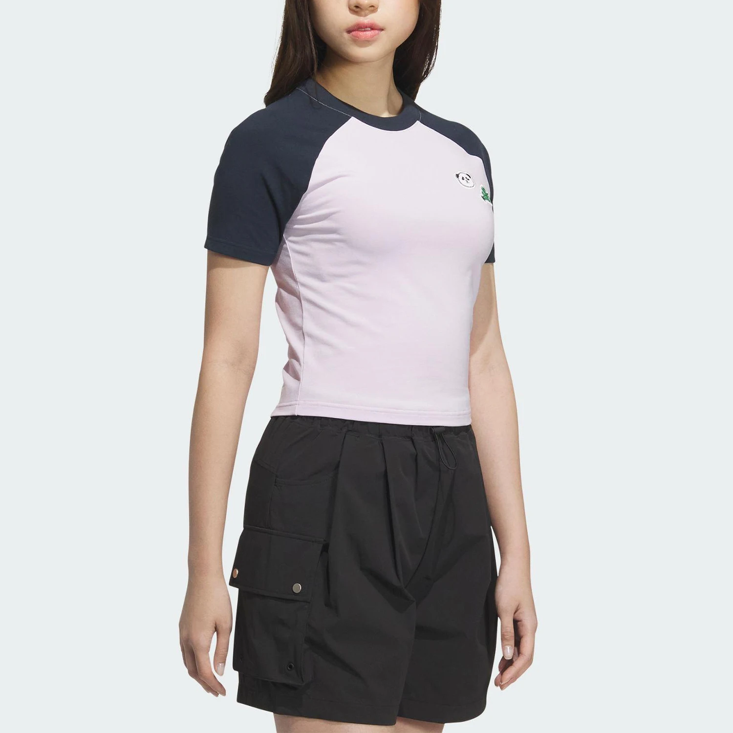 Adidas genuine women's breathable splicing casual short sleeved shirt KC1497