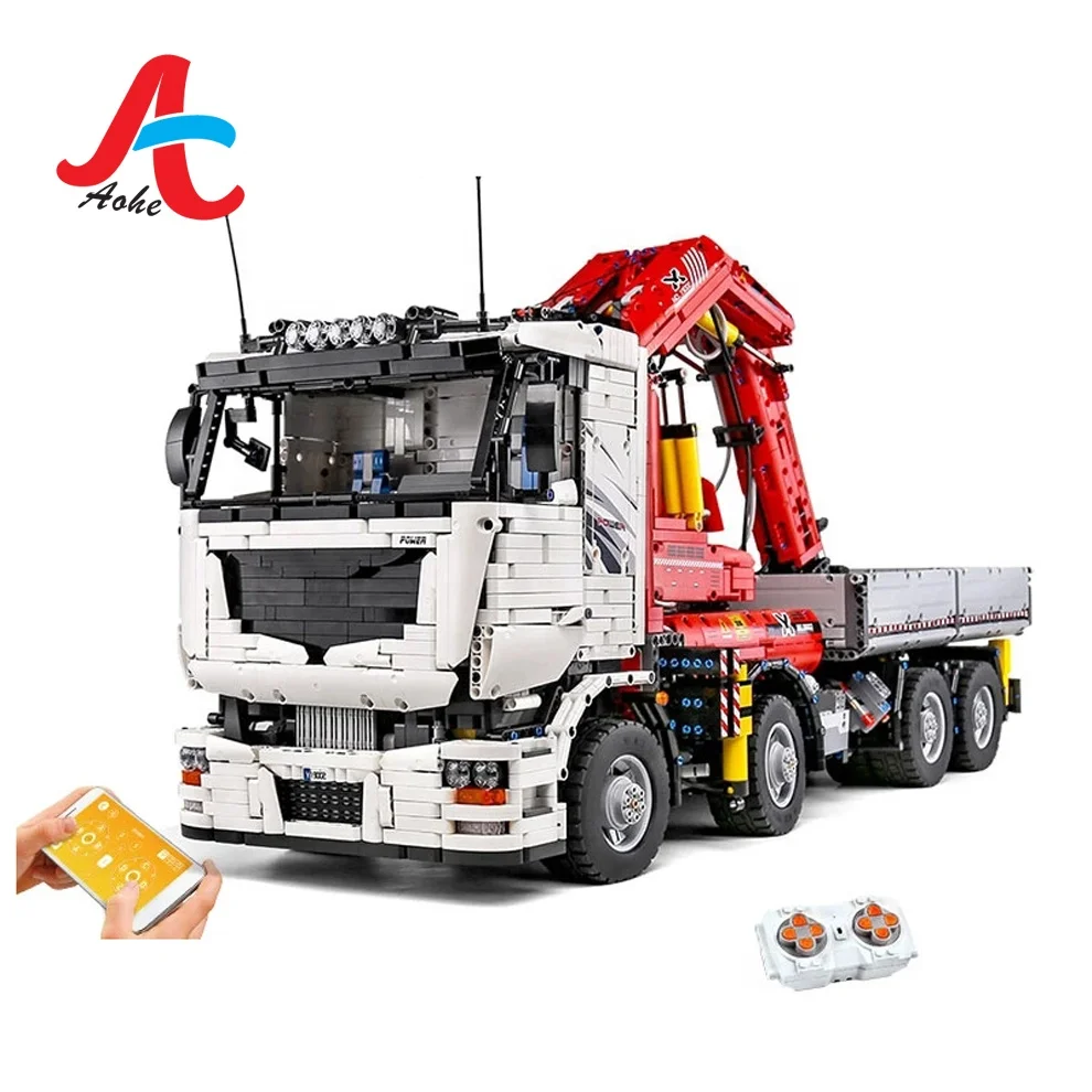 

MOULD KING 19002 High-Tech App Control Motorized Pneumatic Crane Truck Building Blocks Brick RC Car Model Kids Toys