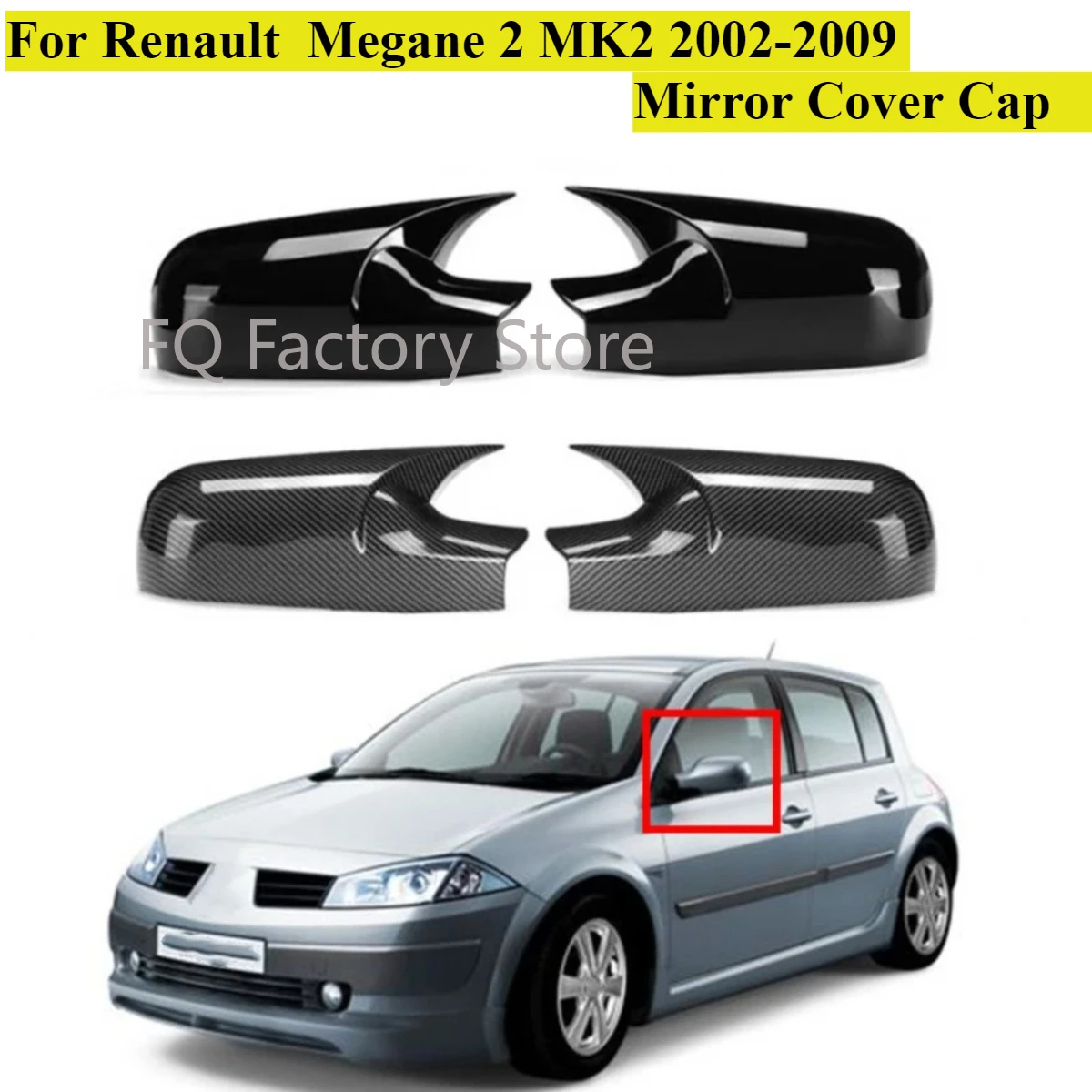 Paar Seite Tür Rückspiegel Abdeckung Kappe Hinzufügen für Renault Für Megane 2 MK2 2002-2009 Auto Styling Spiegel Kappe Abdeckung