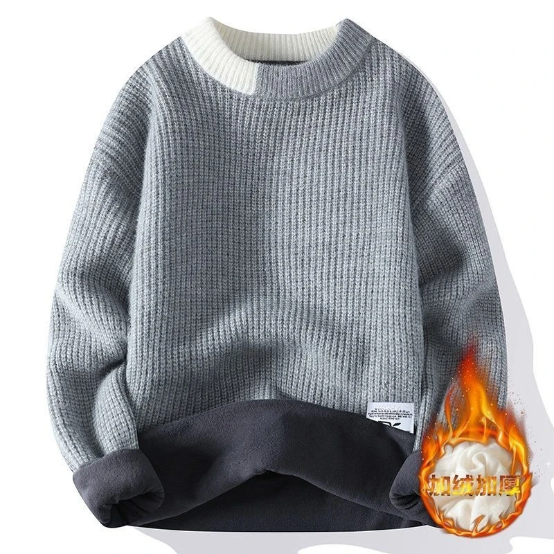 Gentleman Sweater Autumn and Winter Round Neck Teenager Pupil Thickening Type Fashion Brand Warm Knitwear Comfort Soft Fallow