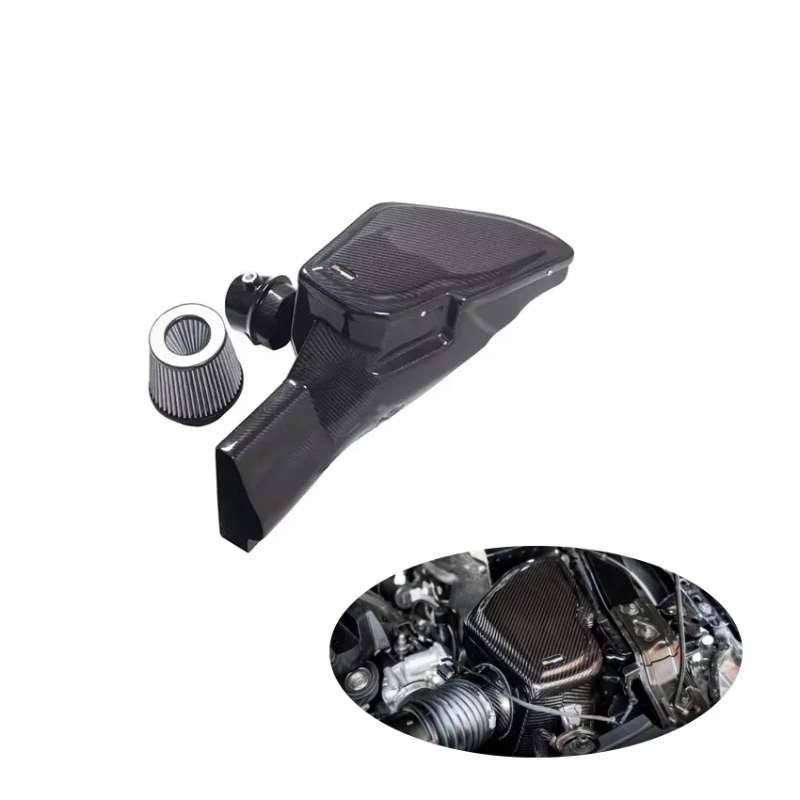 

Real Car Data Development Dry Carbon Fiber Performance Cold Air Intake System Air Filter for Mustang 2.3T