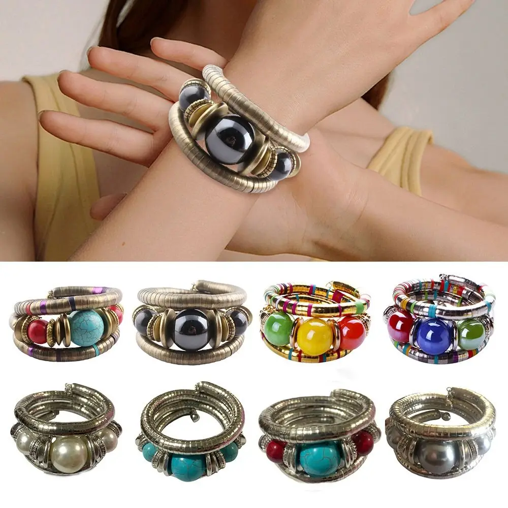 

New Alloy Snake Bracelet Gold Color Stacking Multi Layer Bracelet Jewelry Accessories Punk Three Layer Bangle