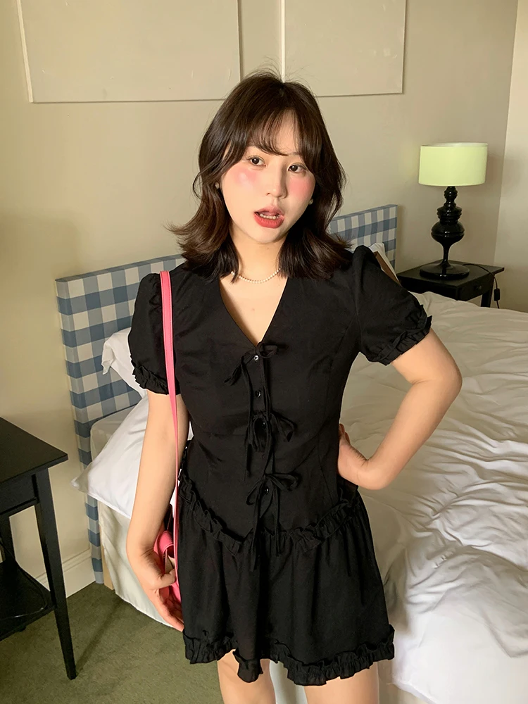 

Корейский комплект Bla Sle Faion для девочек-подростков, одежда для полных девочек, большой размер, юбка irt f, костюм из двух предметов, летняя одежда