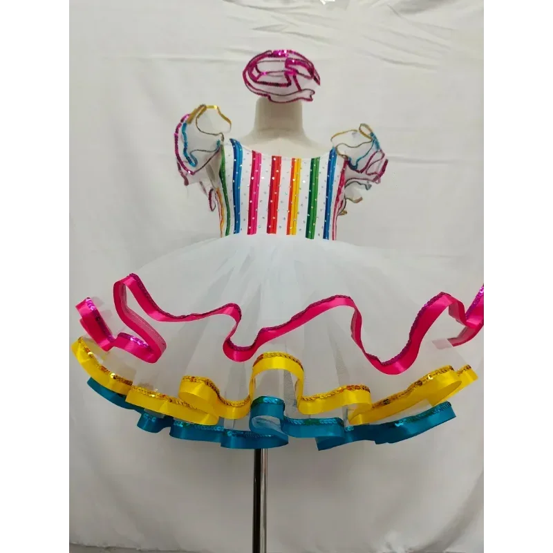 Vêtements de salle de danse pour enfants, jupe courte de danse moderne à paillettes, robe de RhDN pour fille, jupe de princesse de mariage