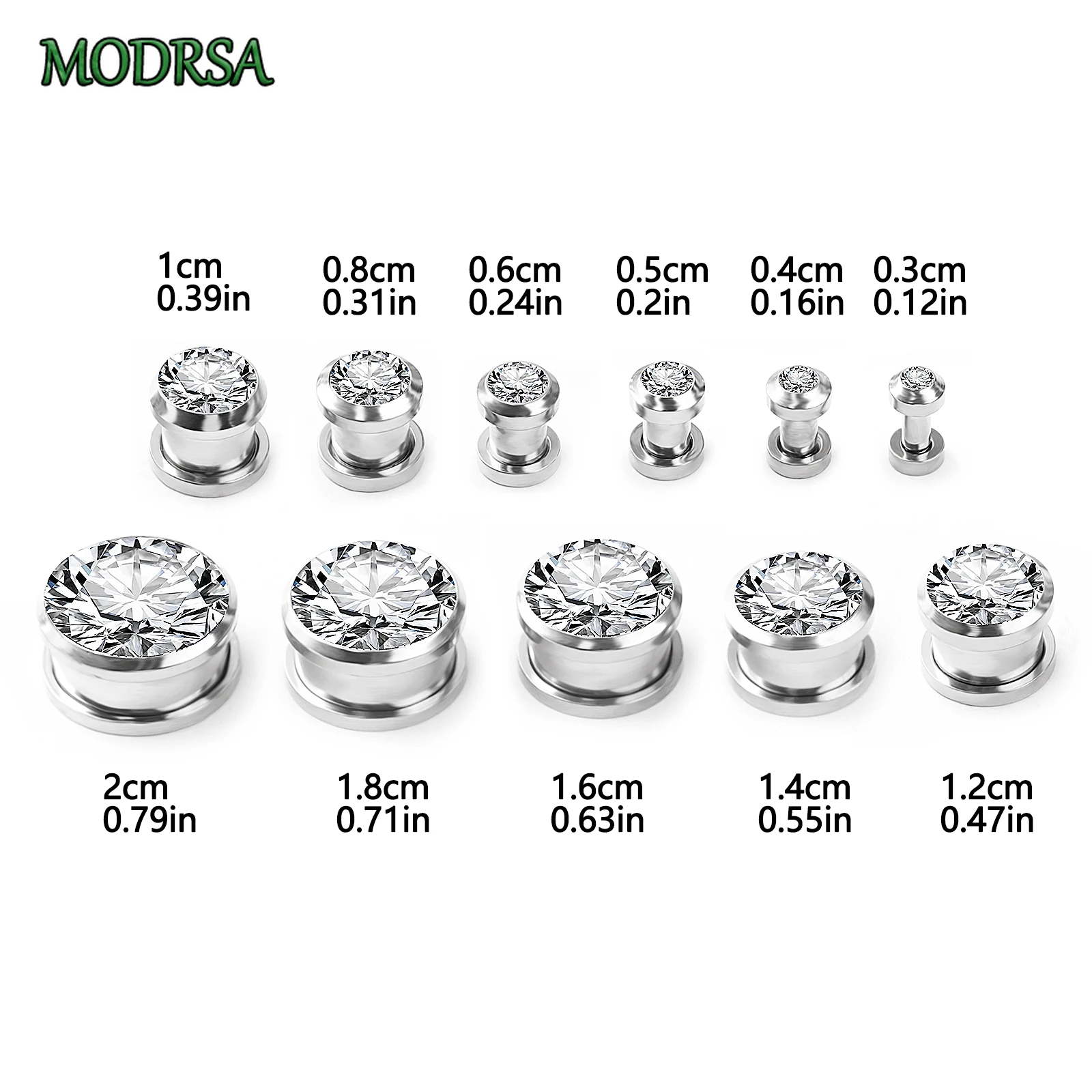 MODRSA 1PC Stainless Steel Geometric Circular Ear Expander Ultra Sparkling Zircon Earrings Body Piercing Jewelry for Women