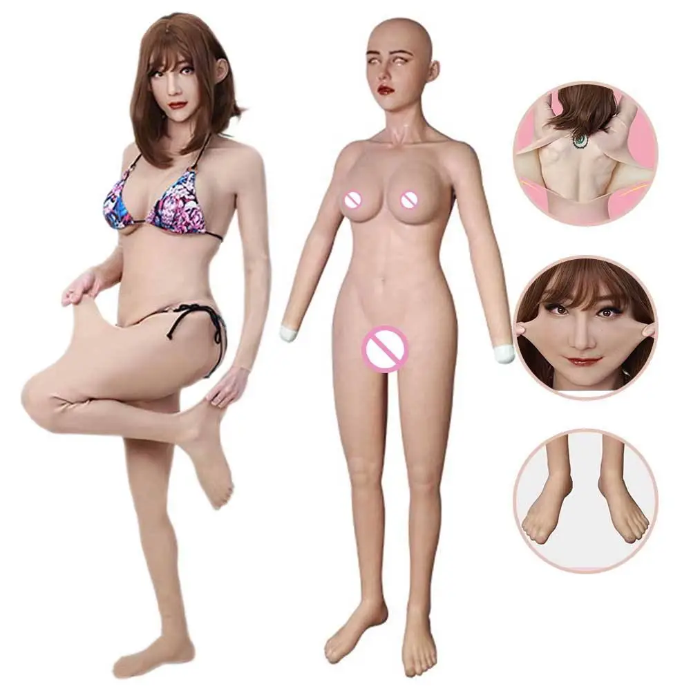 Cosplay Artificial Silicone Full Body Suit With Arms Head Feet Fake Penetrable Vagina and Breast Form Male to Female Transgender