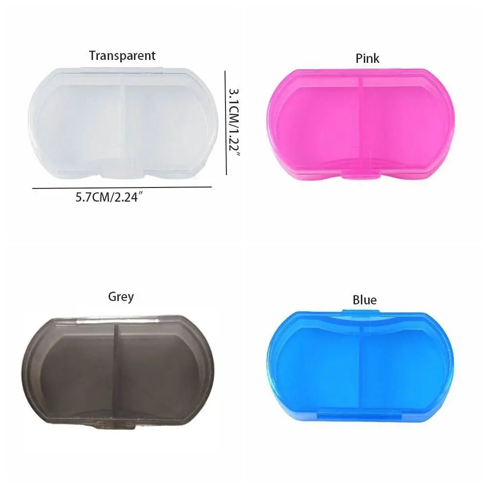 Simple Dust-proof 2-gird Pill Box Snap-on design With Lid Mini Medicine Box Sealed Safety Pill Packing Box Medicine Storage