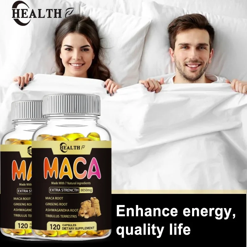 HEALTH Maca Supplement - with Ginseng Ashwagandha Tribulus Terrestris 8050mg - Muscle Mass, Endurance and Vitality