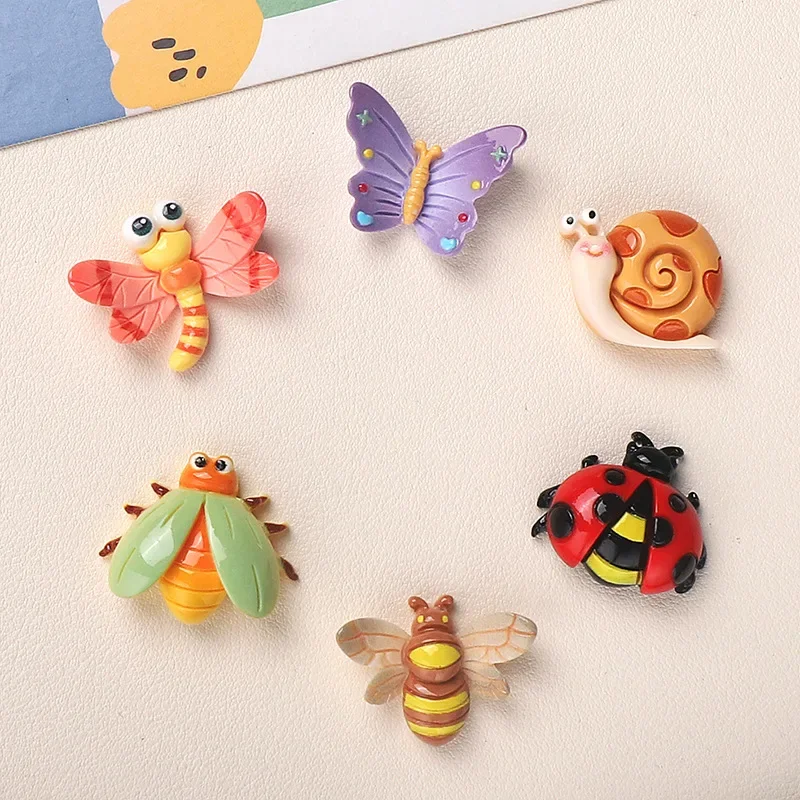 5pcs Cartoon Resin Flatback Cabochons for Diy Jewelry Making Crafts Material insect series bee snail dragonfly Coccinella