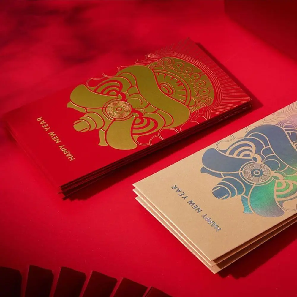 Roter Umschlag im chinesischen Stil, Drachenjahr, Goldprägung, festliches Neujahrsgeld, roter Umschlag, verdickt, traditionell