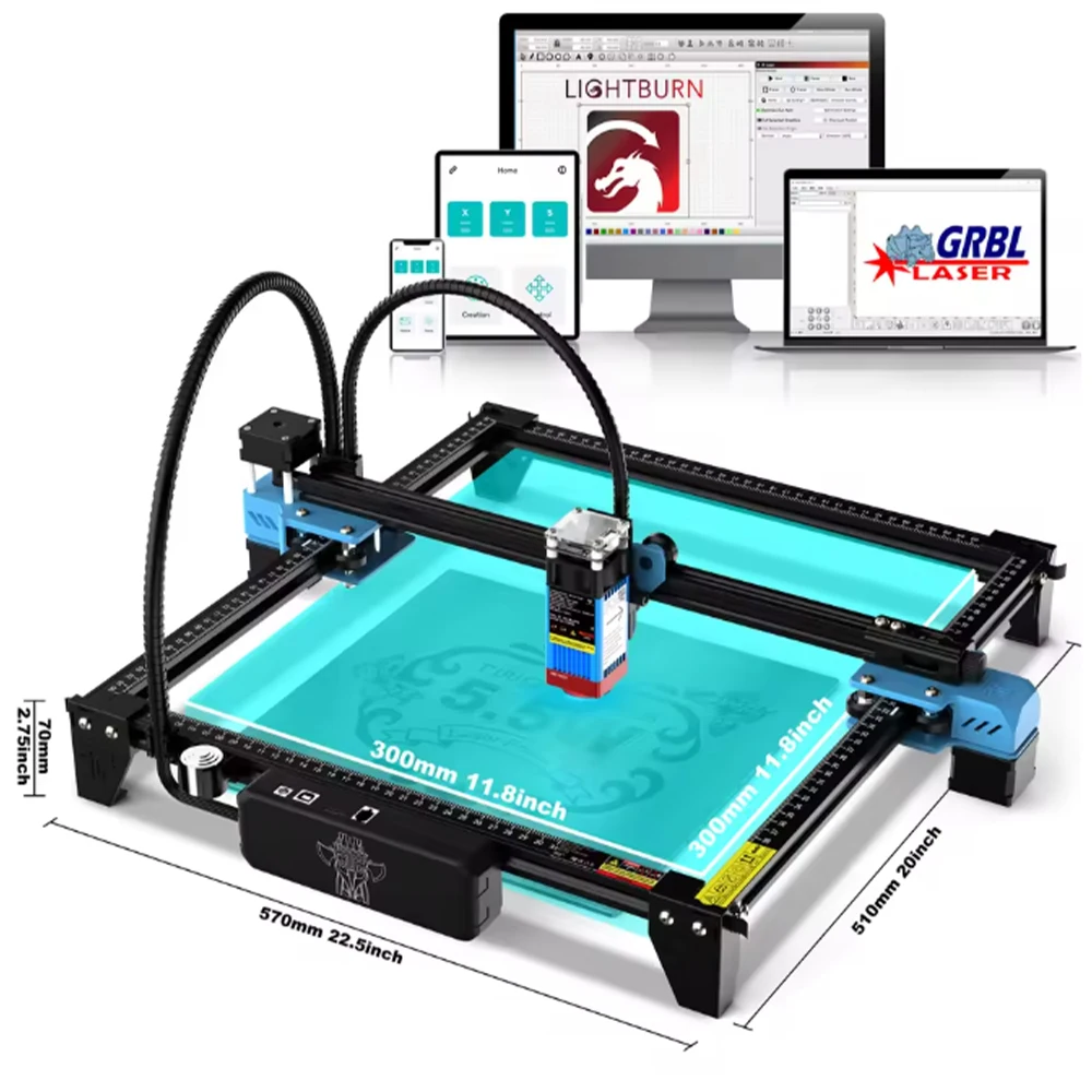 TwoTrees TTS-55 Pro/TTS-10 Pro Lasergraveerder 40W/80W Lasergraveermachine met Wifi 300x300mm 445±5nm Blauw Licht CNC-machine
