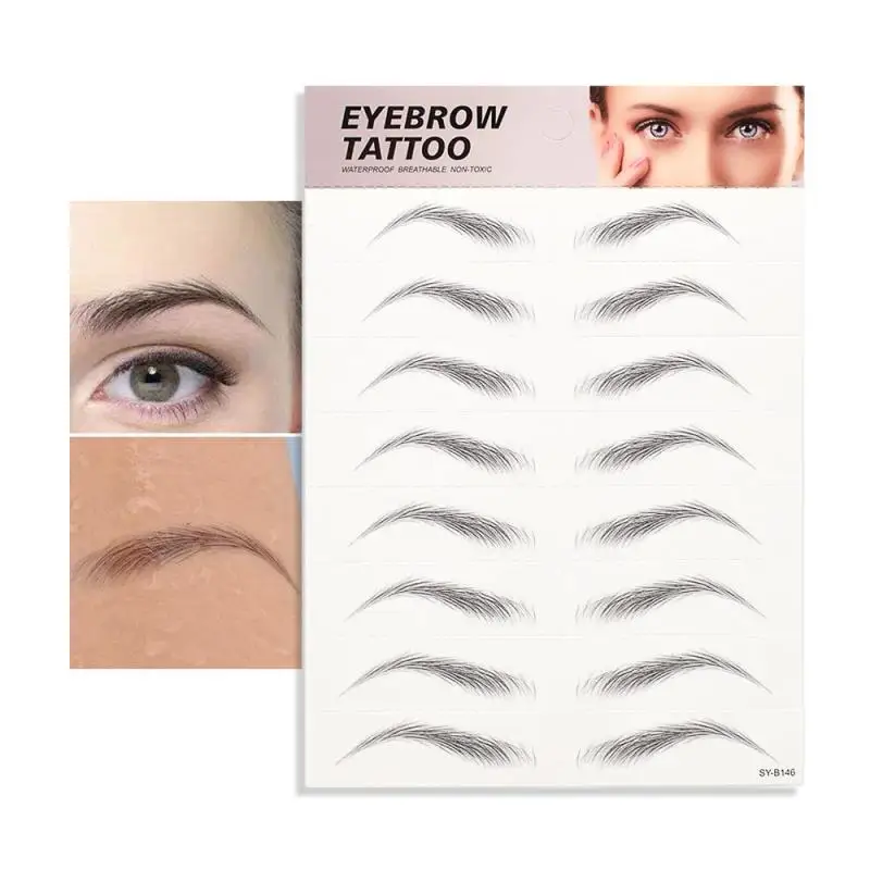 Autocollant de tatouage de sourcils, look naturel, similaire à des cheveux, imperméable, longue durée, facile à porter, adhésif, faux sourcils, 1 pièce, 2 pièces