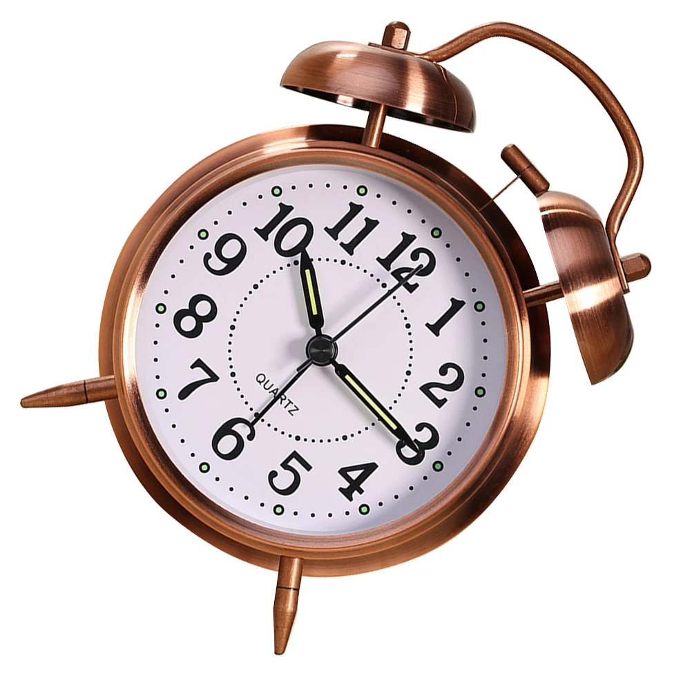 

1Pcs Night Glow Alarm Clock Metal Double Bells Classic Design Desktop Clock Silent Mute Ring Bell for Home Office Bedroom