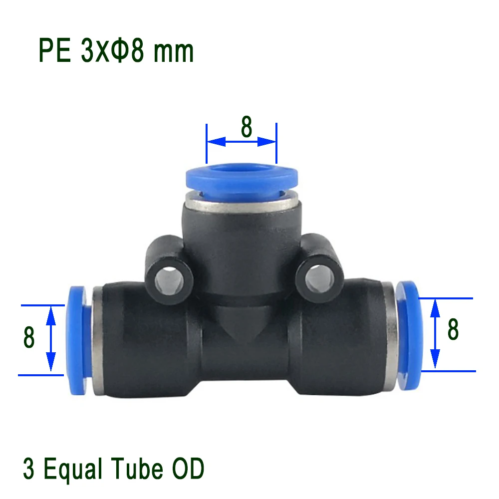 8mm Misting Fogger Nozzle 5pcs Orifice0.1mm-0.8mm with Quick Slip Lock Tee Connectors for Home Garden Irrigatiion Cooling System