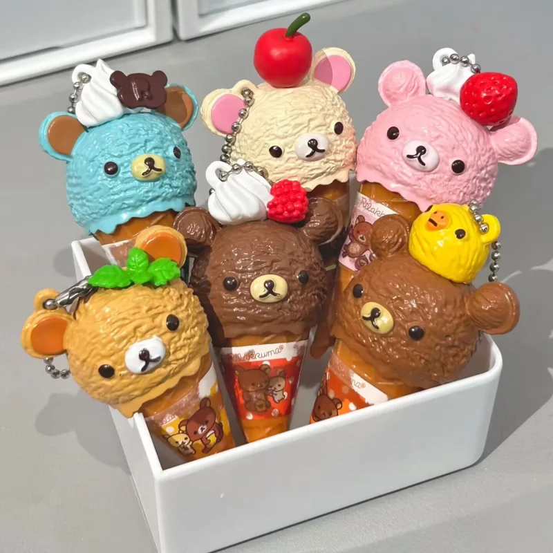 

Аниме Fiugre Rilakkuma Мороженое Медведь из бисера Милая кавайная игрушка-цепочка Подвесная сумка Слепая коробка Игрушечная модель Украшение Подвеска Детские подарки