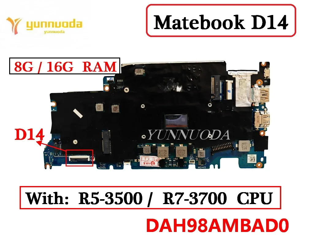 Imagem -02 - Laptop Motherboard para Huawei Matebook Dah98ambad0 D15 D14 Bohk-wax9x H98a R53500 R7-3700 Cpu gb 16 gb de Ram 100 Testado