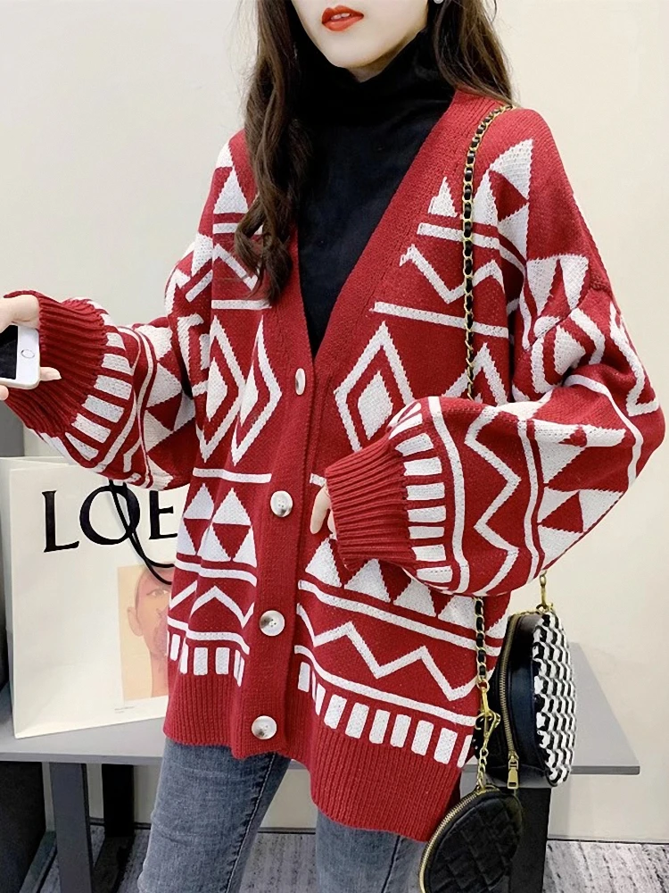 

Модный открытый кардиган с v-образным вырезом, вязаный свитер, верхняя одежда, свободная одежда, осенне-зимняя женская одежда, модная студенческая верхняя одежда