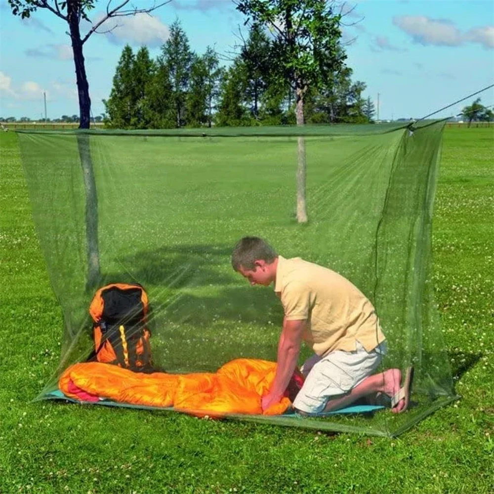 

Single Foldable Green Outdoor Anti-Mosquito Net Summer Space Four Sided Four Sided Bed Mosquito Net Household