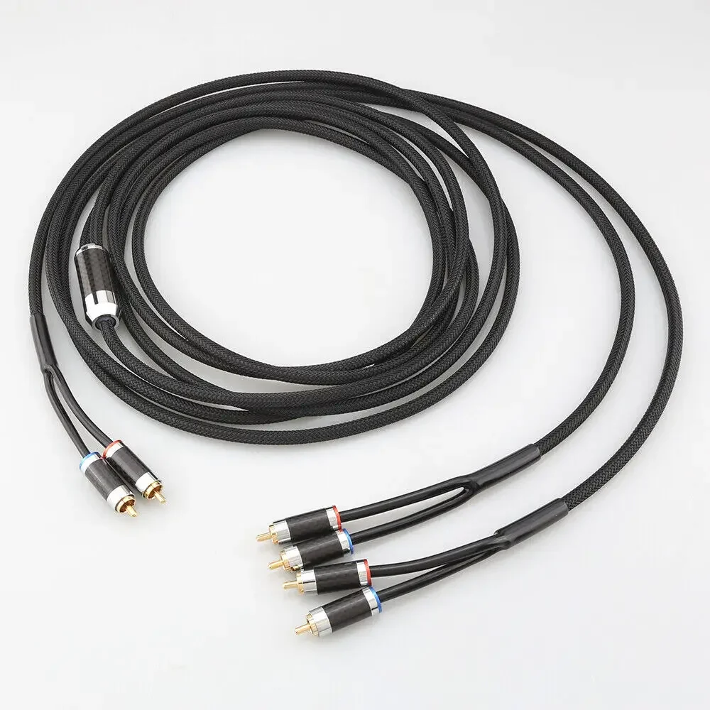 

Audiocrast 2 4-Channel RCA Splitter 4 Male RCA 4N OFC Copper Hifi Audio Cable Amplifier Wire for Home Theater And Sound System