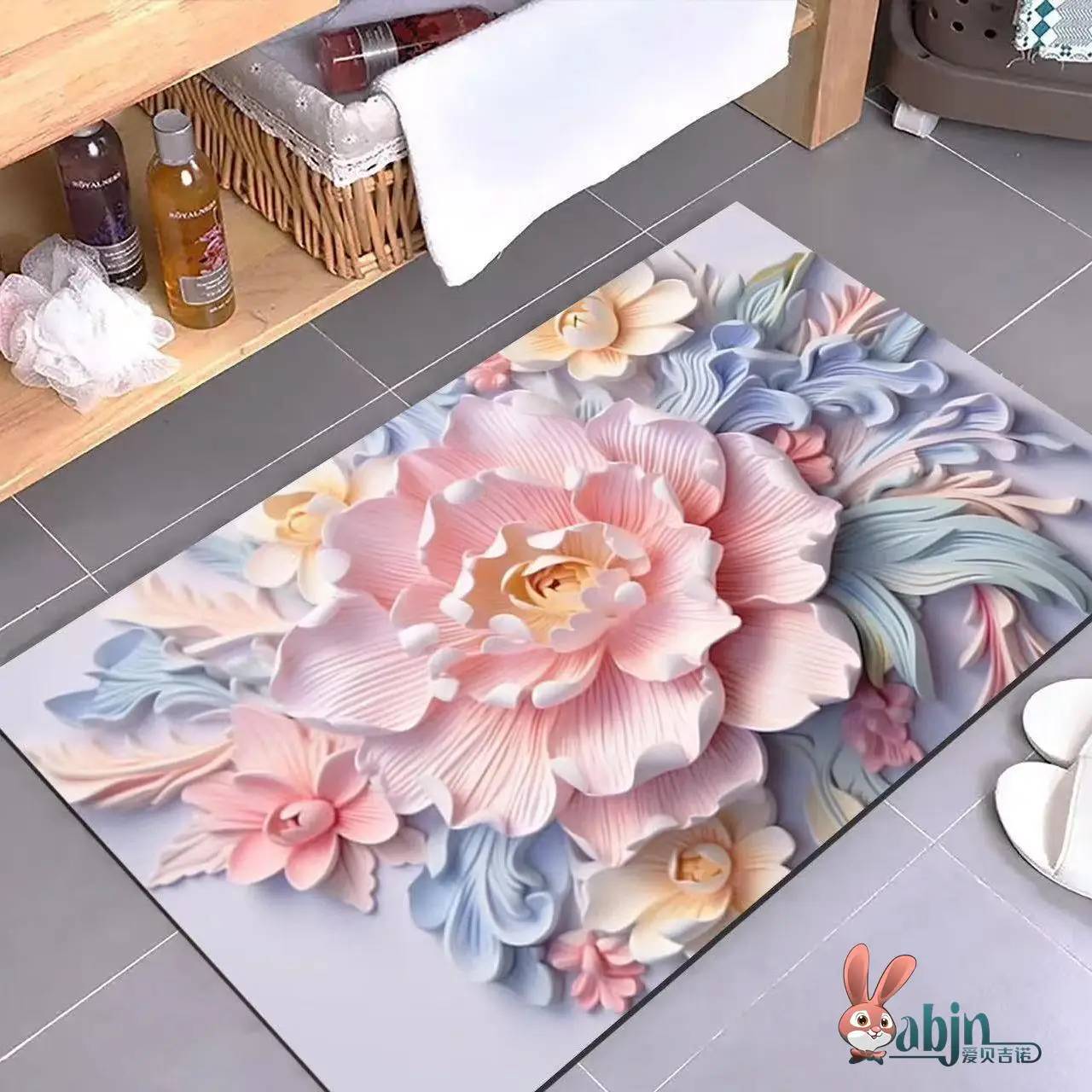 

Новый цветочный силиконовый коврик-дендрид с рельефным рисунком, впитывающий, нескользящий, из технологичной ткани, моющийся, для ванной комнаты