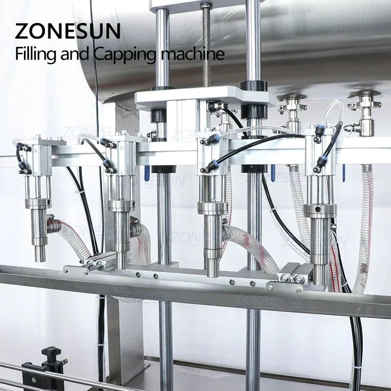 ZONESUN Pneumatic Juice Disinfectant Oil Automatic Honey Plastic Round Bottle Liquid Screw Filling Capping Machine