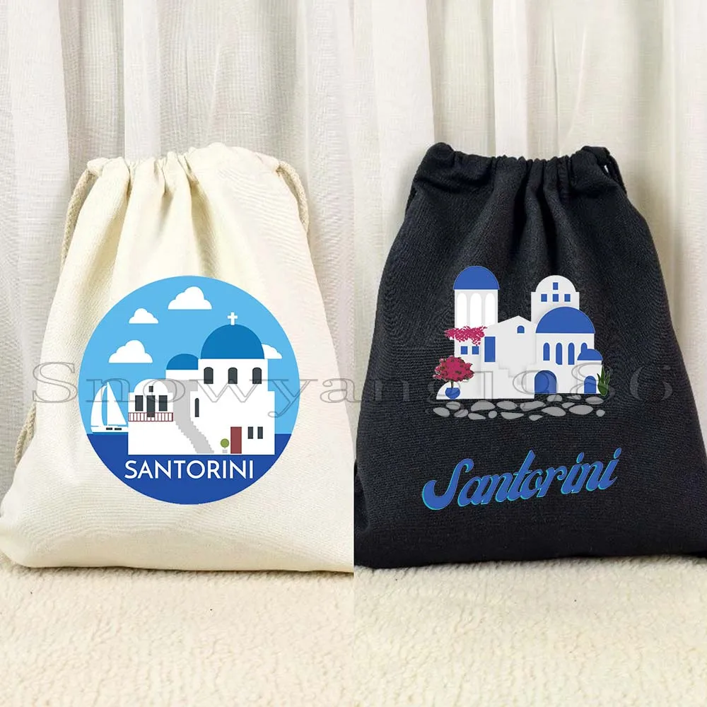 

Santorini Island Greece Flag Map Mati Blue EVIL EYE Greek Cute Gifts Canvas Drawstring Backpack Sports Gym Sackpack String Bags