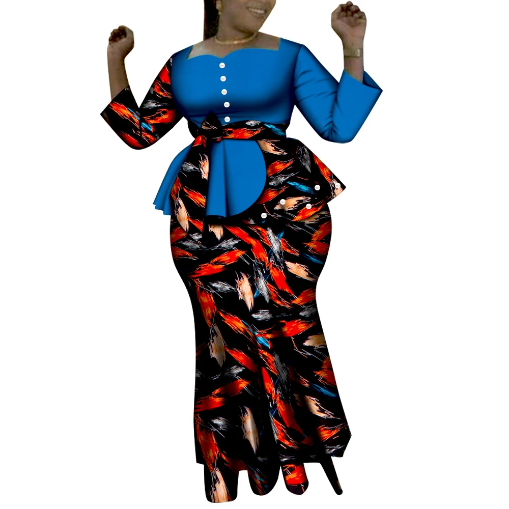 African Women Clothes Tops and Maxi Skirt Sets for Women Dashiki 2 Piece Skirt Sets Party Wedding Clothing WY6635