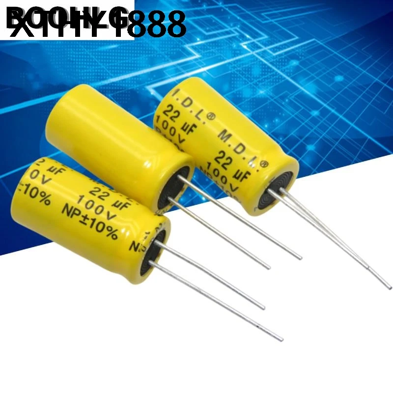 5PCS mid low frequency division NP non-polar electrolytic capacitor 100V 22uf 13X25mm