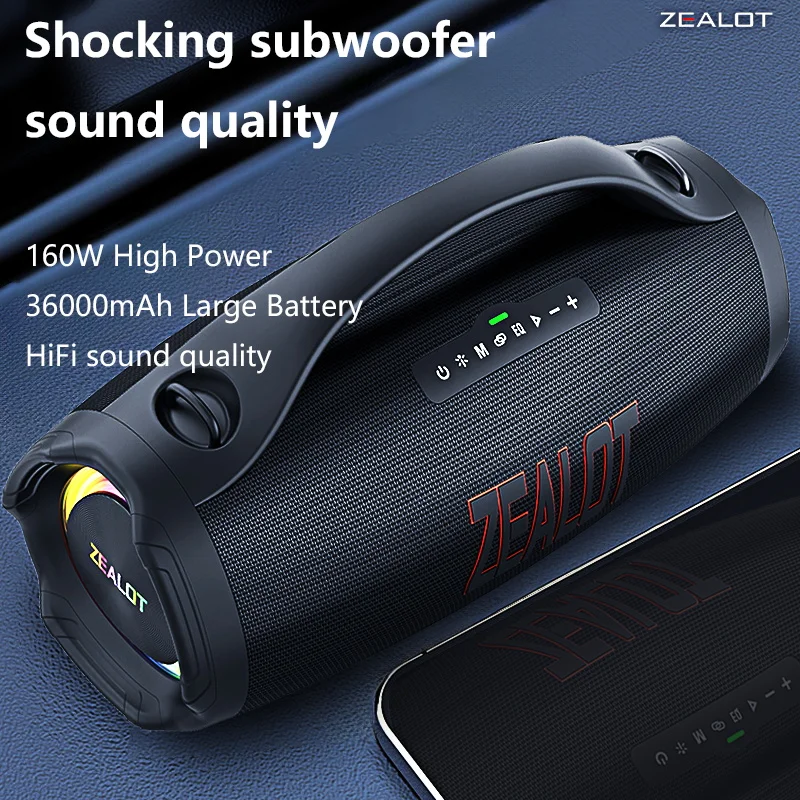 ZEALOT S98 160W Wireless Speakers, DSP Technology, Waterproof IPX 5,  Fast Charging, 36000mAh Battery, 60 Hours Playtime.