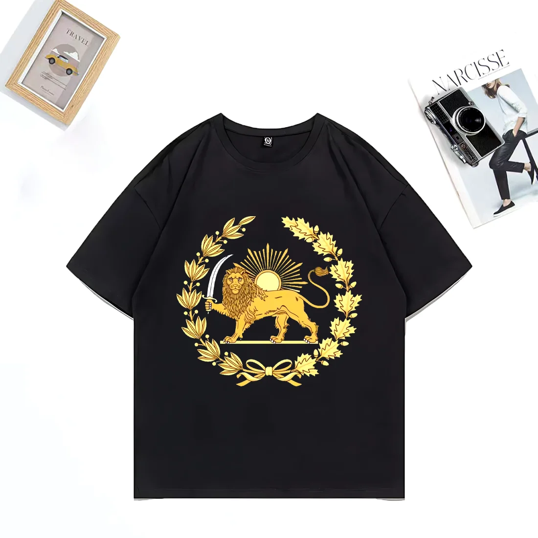 

Lion and Sun Persian Pride T Shirt Men Women ' s Iran Map Unisex Iranian Apparel Cotton Funny Fashion Tees Short Sleeve clothes