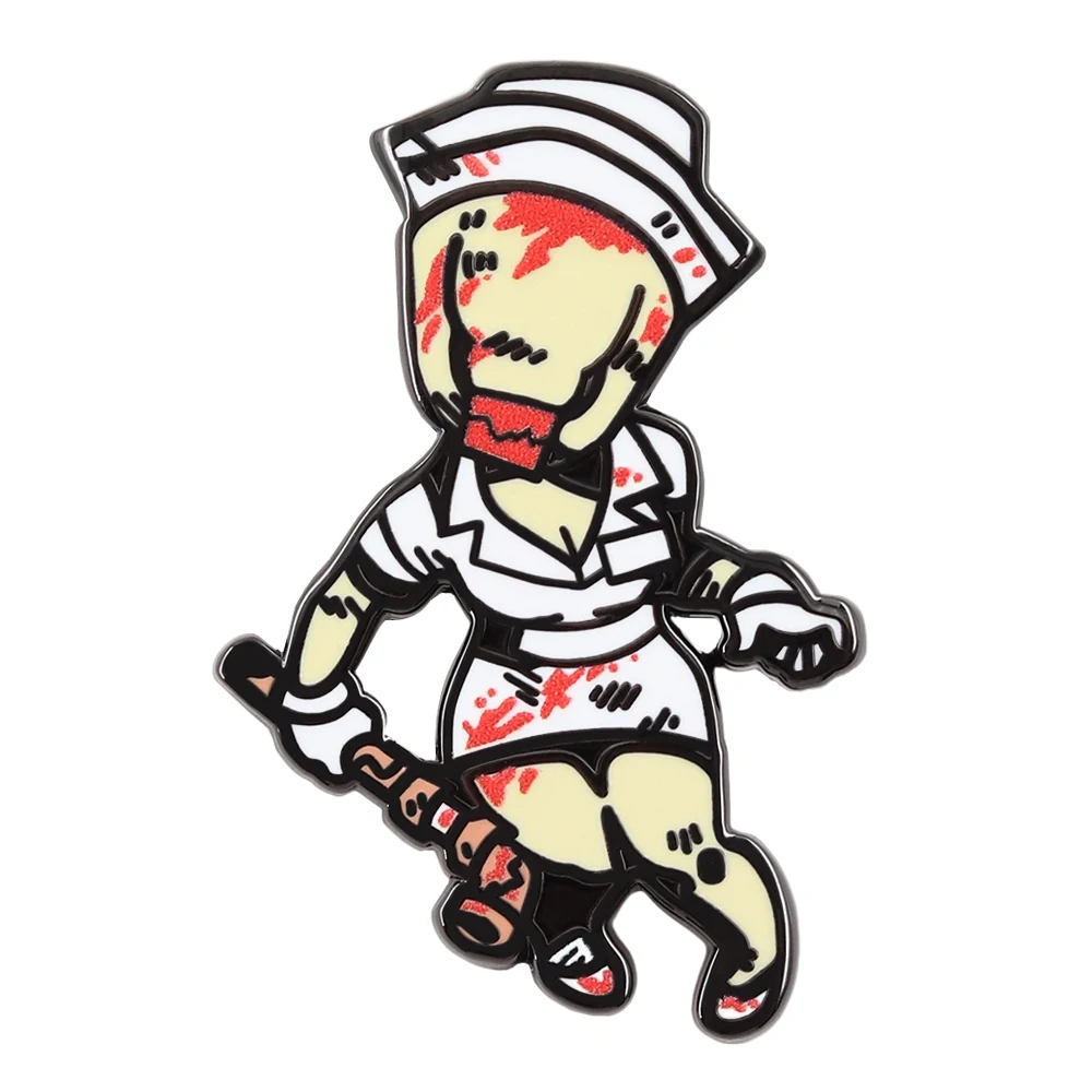 Эмалированная булавка Silent Hill 2, кровавая медсестра, значок в стиле ужасов, в стиле игрового персонажа, классический ретро игровая периферия, подарок для фанатов геймеров
