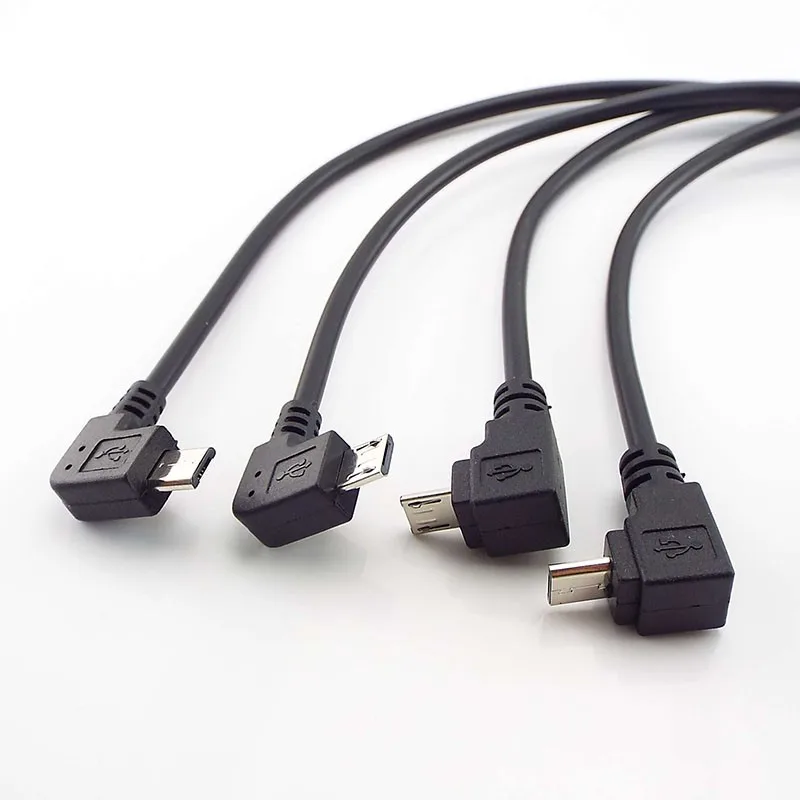 27cm Up Down Left Right Angled 90 Degree Micro USB Male to Male Data Charge Connector Cable Adapter for Tablet Cell Phone E4