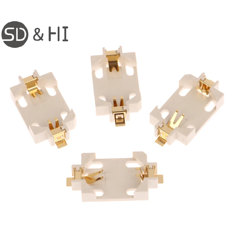 10Pcs DIY Accessories White Housing Gold-Plated Button Battery Holder For CR2032 SMD Socket Cases