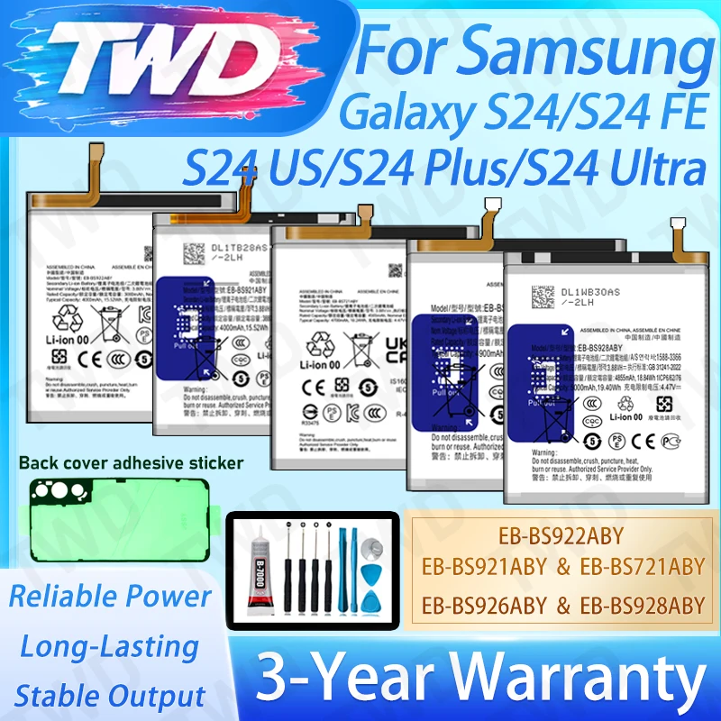 

Brand Compatible Lithium Battery For Samsung S24/S24 FE/S24+/S24 Ultra Safe Durable Long-Life Stable Output +Free Tools