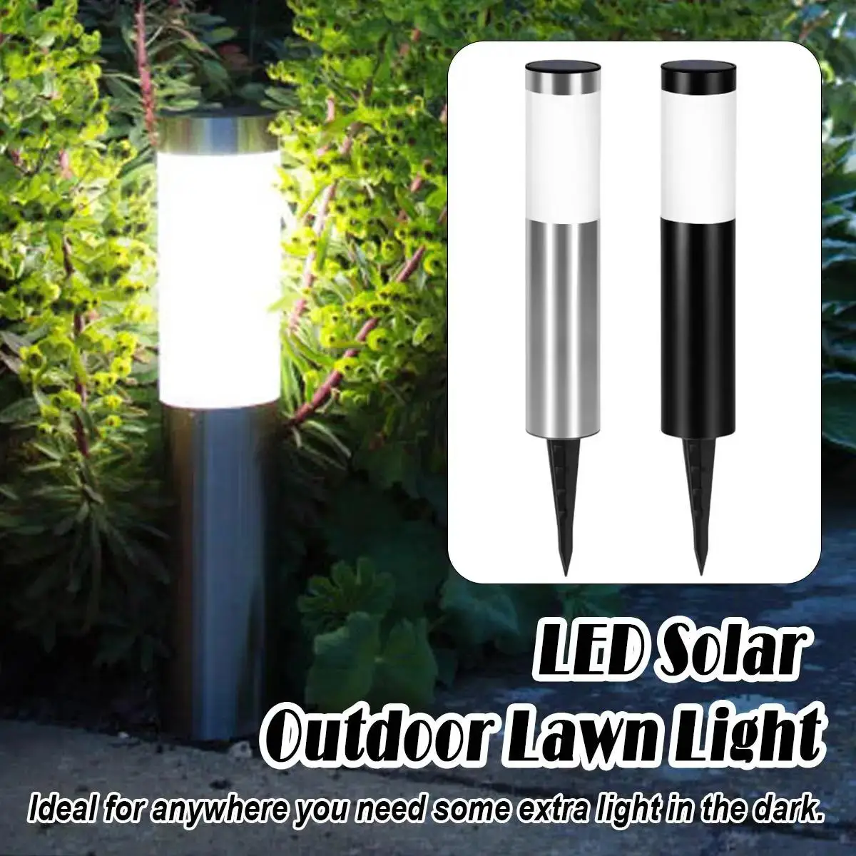 

Nice Cylindrical Garden Solar Light Dusk To Dawn Silver Street Lights Outdoor Waterproof Lamp Cool White Warm White Garden Moder