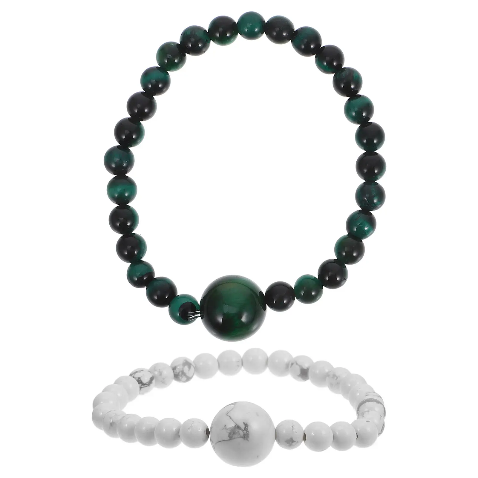 

2Pcs Stone Beaded Bracelet Wrist Bracelets Elegant Fashion Accessories for Women Teens Daily Casual Wearing Jewelry