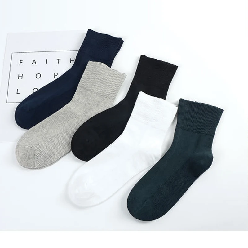 10PCS=5Pairs Loose Mouth Socks Diabetic Prevent Varicose Veins Cotton Comfortable Older Hypertensive Patients Fat Man Socks Gift