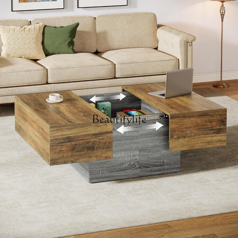 

35.4"-52.3" Extendable Farmhouse Coffee Table, Living Room Center Table with Storage, Expandable Wooden Coffee Table for Small