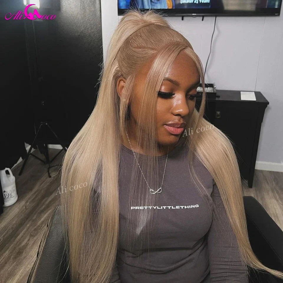 Aggiornamento 12A Biondo Cenere Dritto 13x6 13x4 Parrucche Anteriori Del Merletto Dei Capelli Umani Per Le Donne Bionda Cenere 180 Densità 5x5 Parrucche Chiusura Del Merletto