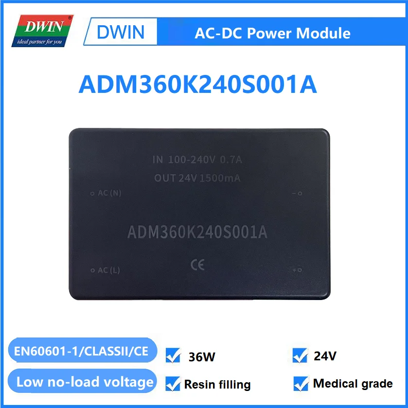 DWIN Medical-grade 36W / 45W AC to 12V / 15V / 24V DC Power Module High Quality 100~240V Universal AC-DC Converter Power Switch