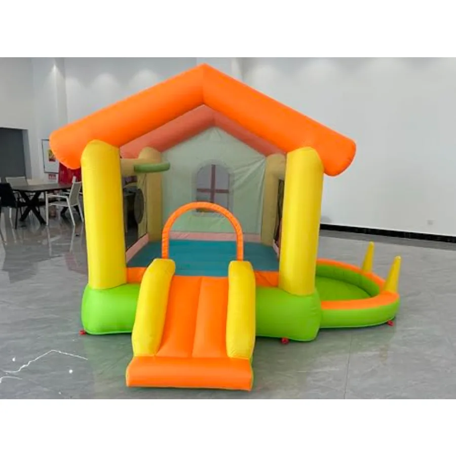 Casa di rimbalzo gonfiabile per una grande casa di rimbalzo da 10 piedi con ventilatore Parco giochi Scivolo da cortile Parco acquatico umido e secco per interni ed esterni Bounc