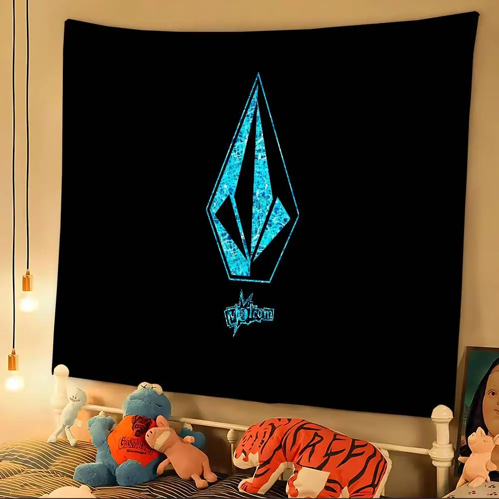 V-Volcoms LOGO Printed Large Wall Tapestry Art Science Fiction Room Home Decor Decor Blanket