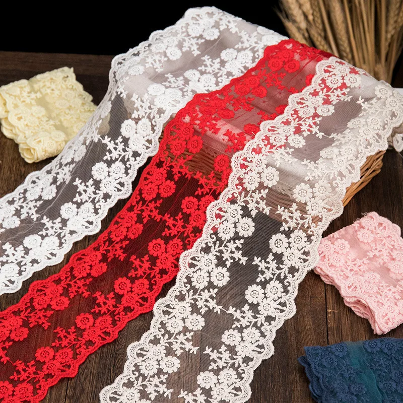 11CM Single Color Cotton Thread Ribbons Water Soluble Embroidery Mesh 15 Yards Lace Bilateral Symmetrical Bow Hair Accessory