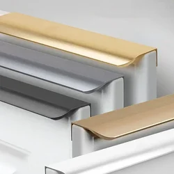 80-1200mmBlack Gold Aluminum Alloy Edge Sealed Curved Handle Cabinet Drawer Door Invisible Long Handle Kitchen Black Door Handle