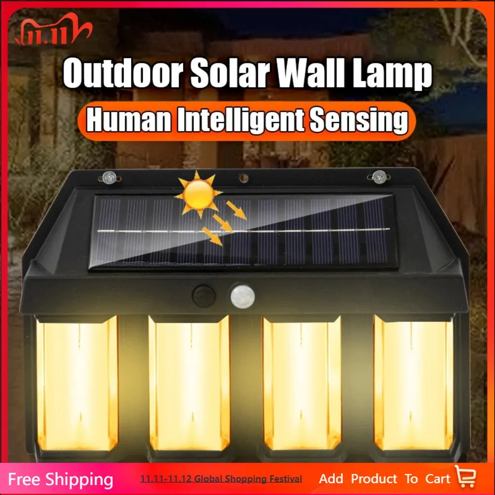 

New Upgrade Solar LED Tungsten Lamp 2/3/4LED 3 Lighting Modes with Motion Sensor Waterproof Garden Decorative Wall Light